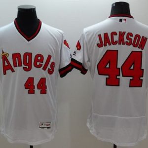 Angels of Anaheim #44 Reggie Jackson White Flexbase Authentic Collection Cooperstown Stitched Jersey