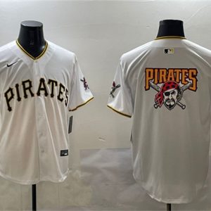 Pittsburgh Pirates Team Big Logo White Home Limited Stitched Jersey