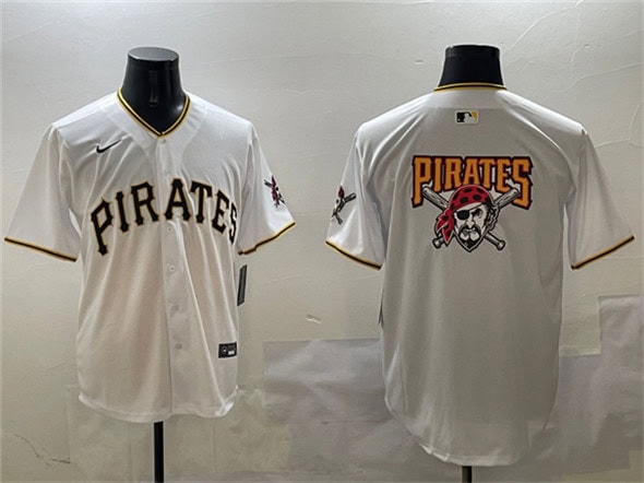 Pittsburgh Pirates Team Big Logo White Home Limited Stitched Jersey