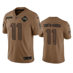 Seattle Seahawks #11 Jaxon Smith-Njigba 2023 Brown Salute To Service Limited Stitched Jersey