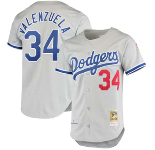 Los Angeles Dodgers #34 Toro Valenzuela Gray With Patch Cool Base Stitched Jersey