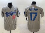 Los Angeles Dodgers #17 Shohei Ohtani Gray 2024 World Series With No. 34 Patch Limited Stitched Jersey