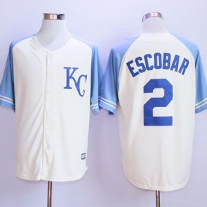Royals #2 Alcides Escobar Cream Exclusive Vintage Stitched Jersey