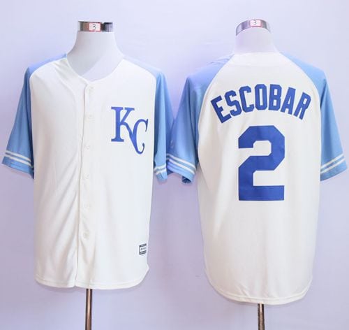 Royals #2 Alcides Escobar Cream Exclusive Vintage Stitched Jersey