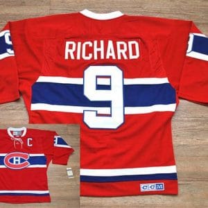 Canadiens #9 Henri Richard Stitched Red CH CCM Throwback Jersey