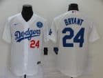 Los Angeles Dodgers #24 Kobe Bryant White 2020 KB Patch Cool Base Stitched Jersey