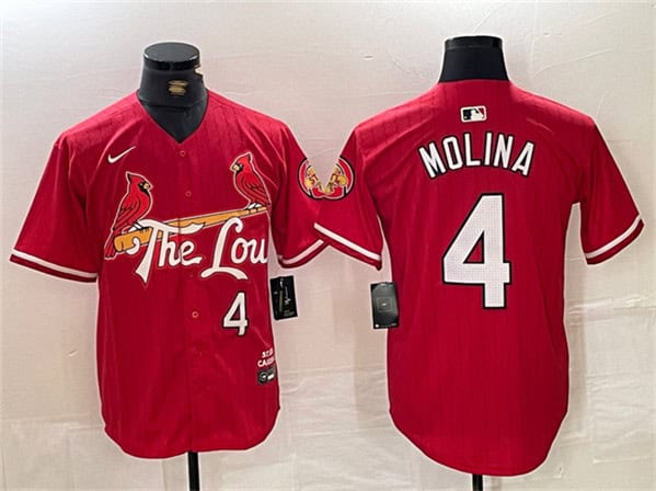 St. Louis Cardinals #4 Yadier Molina Red 2024 City Connect Limited Stitched Jersey