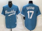 Los Angeles Dodgers #17 Shohei Ohtani Light Blue Throwback Cool Base Stitched Jersey