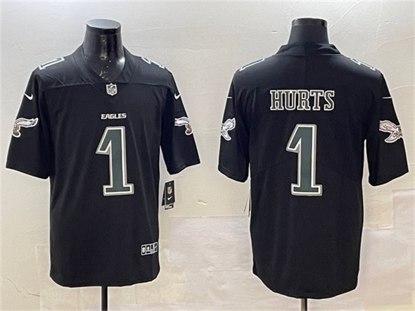 Philadelphia Eagles #1 Jalen Hurts Black Fashion New Vapor Untouchable Limited Stitched Jersey
