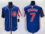 Chicago Cubs #7 Dansby Swanson Royal 2025 Independence Day Vapor Premier Limited Stitched Jersey
