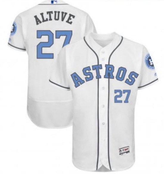 Houston Astros Customized White Blue Flex Base Stitched Baseball Jersey