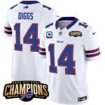 Buffalo Bills #14 Stefon Diggs White 2023 F.U.S.E. AFC East Champions With 3-Star C Ptach Stitched Jersey