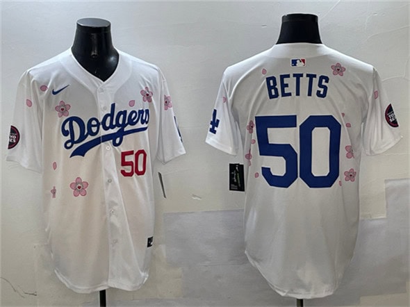 Los Angeles Dodgers #50 Mookie Betts White 2025 Tokyo Series Limited Stitched Jersey