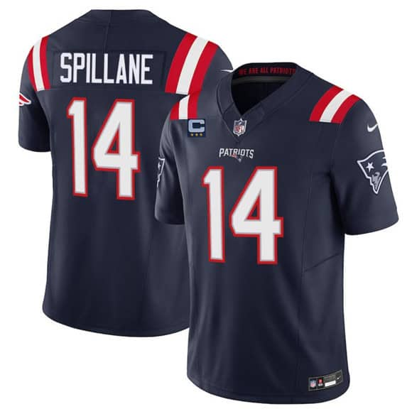 New England Patriots #14 Robert Spillane Navy 2025 F.U.S.E. With 3-Star C Patch Vapor Limited Stitched Jersey