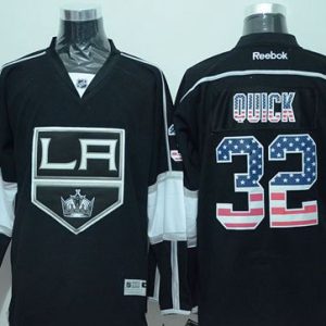 Kings #32 Jonathan Quick Black USA Flag Fashion Stitched Jersey