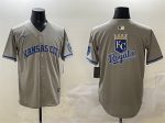 Kansas City Royals Team Big Logo Gray 2024 Away Limited Stitched Jersey