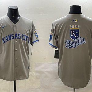 Kansas City Royals Team Big Logo Gray 2024 Away Limited Stitched Jersey