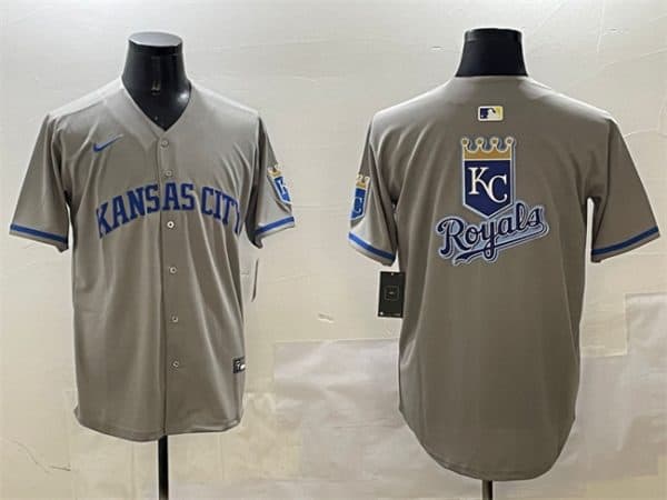 Kansas City Royals Team Big Logo Gray 2024 Away Limited Stitched Jersey