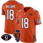 Chicago Bears #18 Caleb Williams Orange F.U.S.E. With Illinois And No. 51 Patch Stitched Jersey