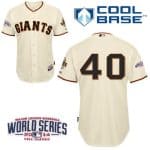 Giants #40 Madison Bumgarner Cream Cool Base W 2014 World Series Patch Stitched Jersey