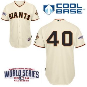 Giants #40 Madison Bumgarner Cream Cool Base W 2014 World Series Patch Stitched Jersey