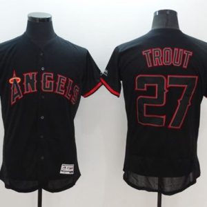 Angels Of Anaheim #27 Mike Trout Black Fashion Flexbase Authentic Collection Stitched Jersey