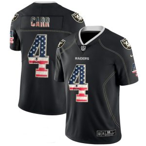 Raiders #4 Derek Carr Black 2018 USA Flag Fashion Fashion Color Rush Limited Jersey