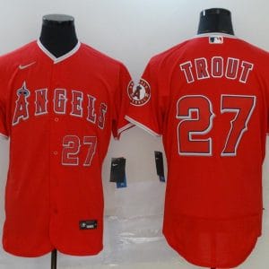 Los Angeles Angels #27 Mike Trout Red Flex Base Stitched Jersey