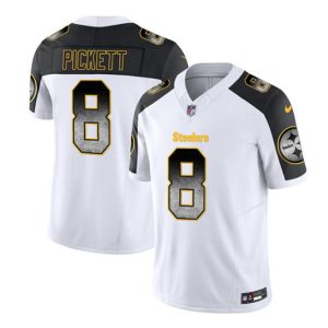 Pittsburgh Steelers #8 Kenny Pickett White Black 2023 F.U.S.E. Smoke Vapor Untouchable Limited Stitched Jersey