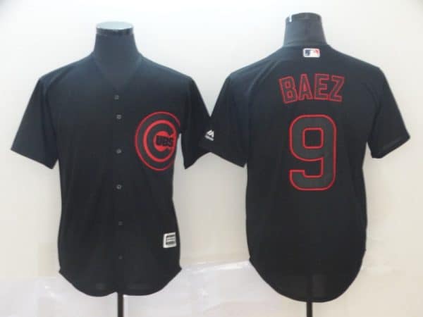 Chicago Cubs #9 Javier Baez Black Lights Out Stitched Jersey