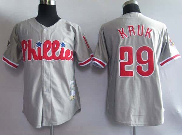 Mitchell And Ness Phillies #29 John Kruk Grey Stitched Throwback Jersey