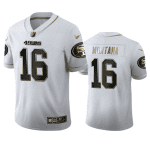San Francisco 49ers #16 Joe Montana White Gold Stitched Jersey