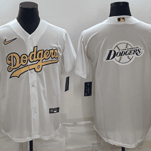 Los Angeles Dodgers White Team Big Logo Cool Base Stitched Jersey