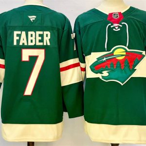 Minnesota Wild #7 Brock Faber Green 2024-25 Home Stitched Jersey