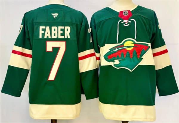 Minnesota Wild #7 Brock Faber Green 2024-25 Home Stitched Jersey