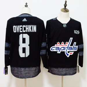 Washington Capitals #8 Alexander Ovechkin Black 1917-2017 100th Anniversary Adidas Jersey