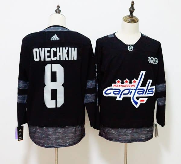 Washington Capitals #8 Alexander Ovechkin Black 1917-2017 100th Anniversary Adidas Jersey