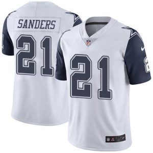 Cowboys #21 Deion Sanders White Stitched Limited Rush Nike Jersey