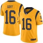 Rams #16 Jared Goff Gold Stitched Limited Rush Nike Jersey