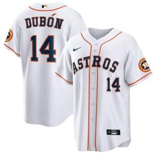 Houston Astros #14 Mauricio Dub¨®n White Cool Base Stitched Jersey