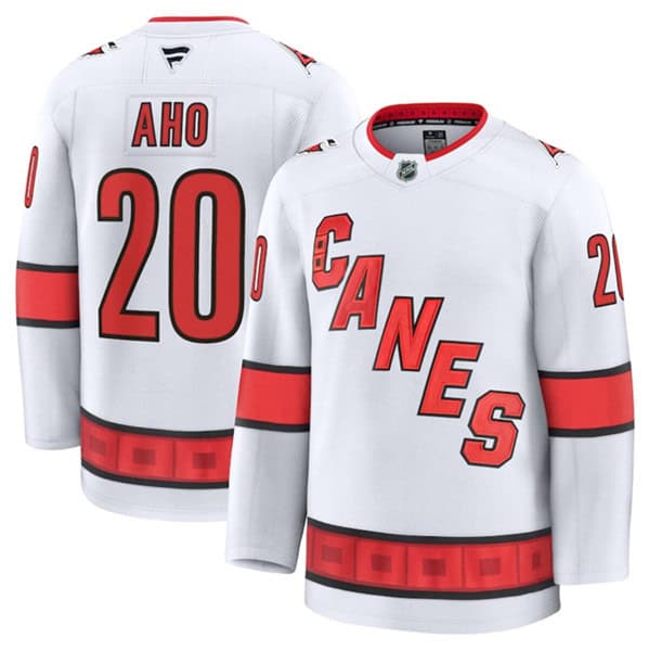 Carolina Hurricanes #20 Sebastian Aho White 2024-25 Away Stitched Jersey