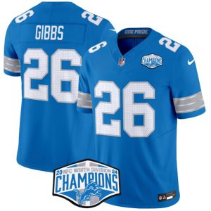 Detroit Lions #26 Jahmyr Gibbs Blue 2024 NFC North Champions F.U.S.E. Vapor Limited Stitched Jersey