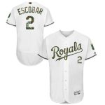 Royals #2 Alcides Escobar White Flexbase Authentic Collection 2016 Memorial Day Stitched Jersey