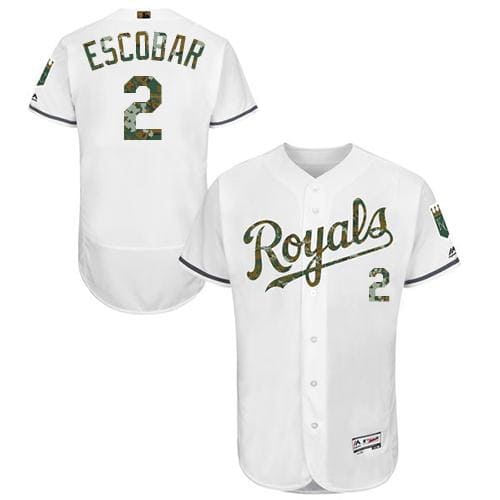 Royals #2 Alcides Escobar White Flexbase Authentic Collection 2016 Memorial Day Stitched Jersey