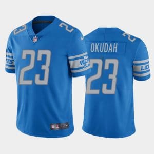 Detroit Lions #23 Jeff Okudah Blue Vapor Untouchable Limited Stitched Jersey