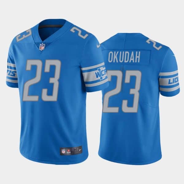 Detroit Lions #23 Jeff Okudah Blue Vapor Untouchable Limited Stitched Jersey