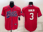 Buffalo Bills #3 Damar Hamlin Red With Patch Cool Base Stitched Baseball Jersey