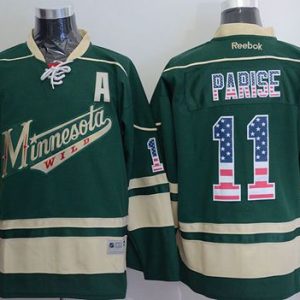 Wild #11 Zach Parise Green USA Flag Fashion Stitched Jersey