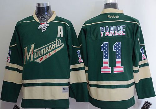Wild #11 Zach Parise Green USA Flag Fashion Stitched Jersey