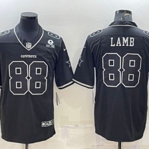 Dallas Cowboys #88 CeeDee Lamb Black With 1960 Patch Limited Stitched Football Jersey